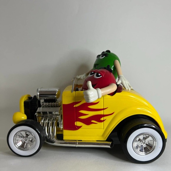 M&M Mars Candy Dispenser Yellow Hot Rod Rebel Without a Clue - Picture 2 of 11